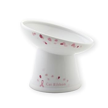 Amazon | 猫用 脚付フードボウル 斜めタイプ Sakura Cat Ribbon